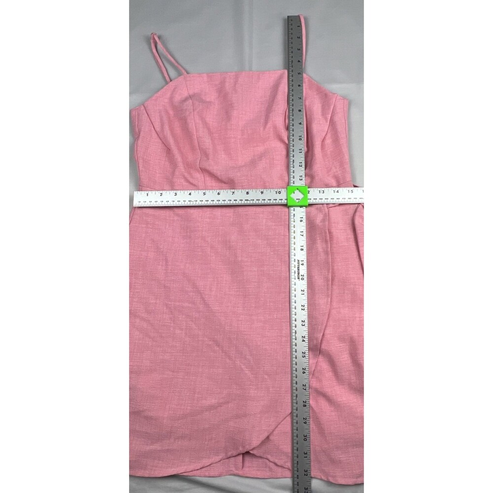 Altar’d State Pink Mini Dress Large Spaghetti Strap Faux Wrap - Picture 7 of 8